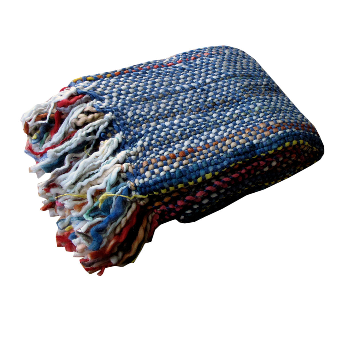 Riley Acrylic Knitted Throw Rug with Fringe 127 x 152 cm - Multi-Color - SuperSaverAU - view 1