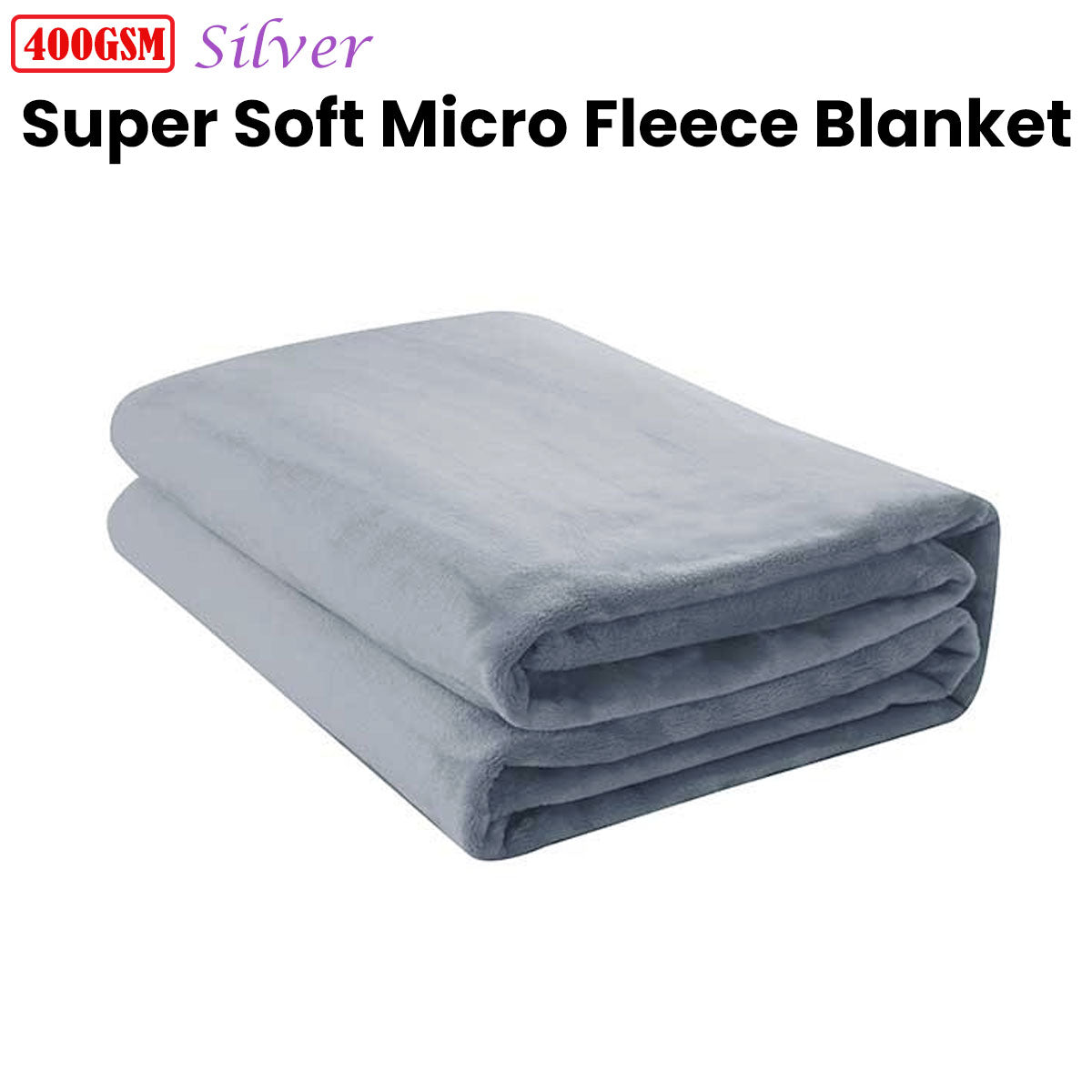 Jason Super Soft Micro Fleece Blanket Silver 400GSM 225cm x 245cm - SuperSaverAU - view 1