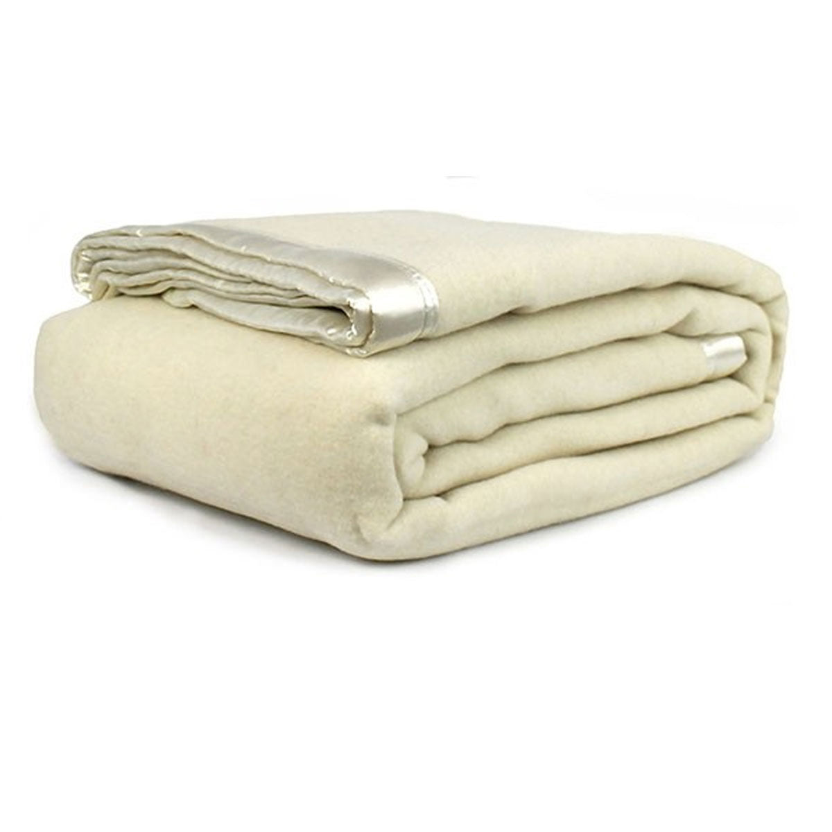 Jason 400GSM Australian Washable Wool Blanket Ivory 227x258cm with Satin Border - SuperSaverAU - view 1