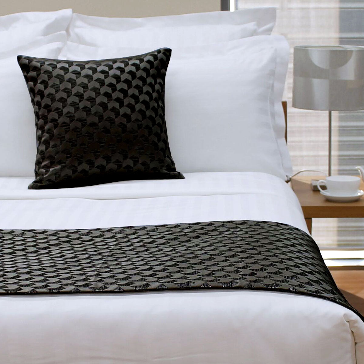 Jason Regency Black Square Cushion, Geometric Texture, 45 x 45 cm - SuperSaverAU - view 1