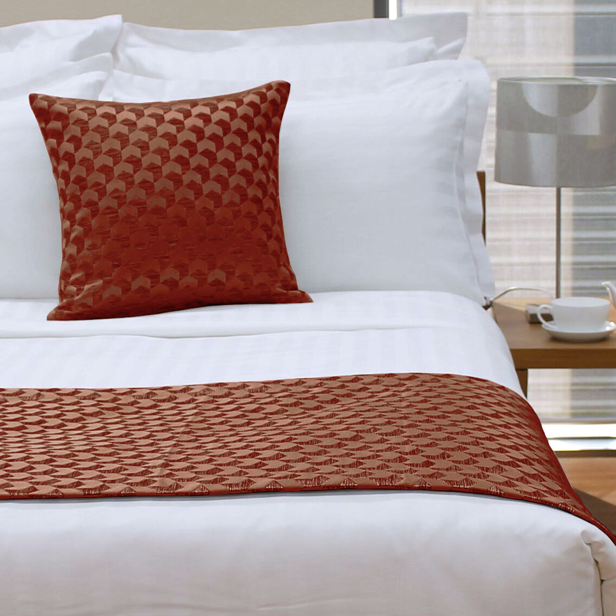 Jason Regency Russet Bed Runner 225x60cm - Geometric Texture, 600GSM - SuperSaverAU - view 1