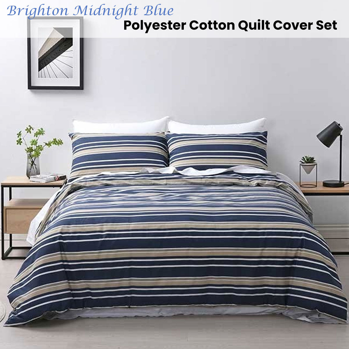 Jason Brighton Quilt Cover Set with Tonal Diamond Pattern - Midnight Blue, Single