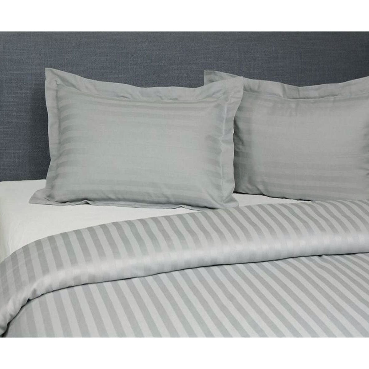 Jason Silver Satin Stripe Tailored Quilt Cover Set King - 250TC, Easy Care - SuperSaverAU - view 1
