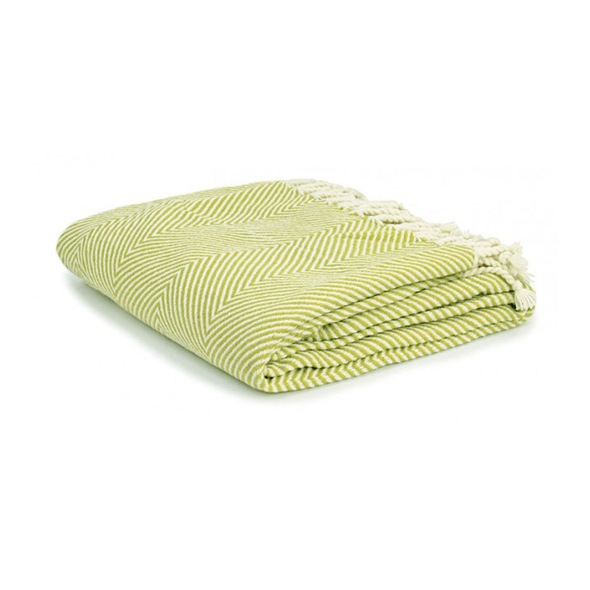 Premium Herringbone Acrylic Throw with Fringed Edges - Green, 130 x 180cm