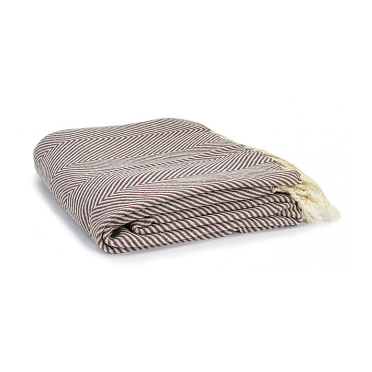 Premium Herringbone Acrylic Throw with Fringed Edges - Heather, 130 x 180cm