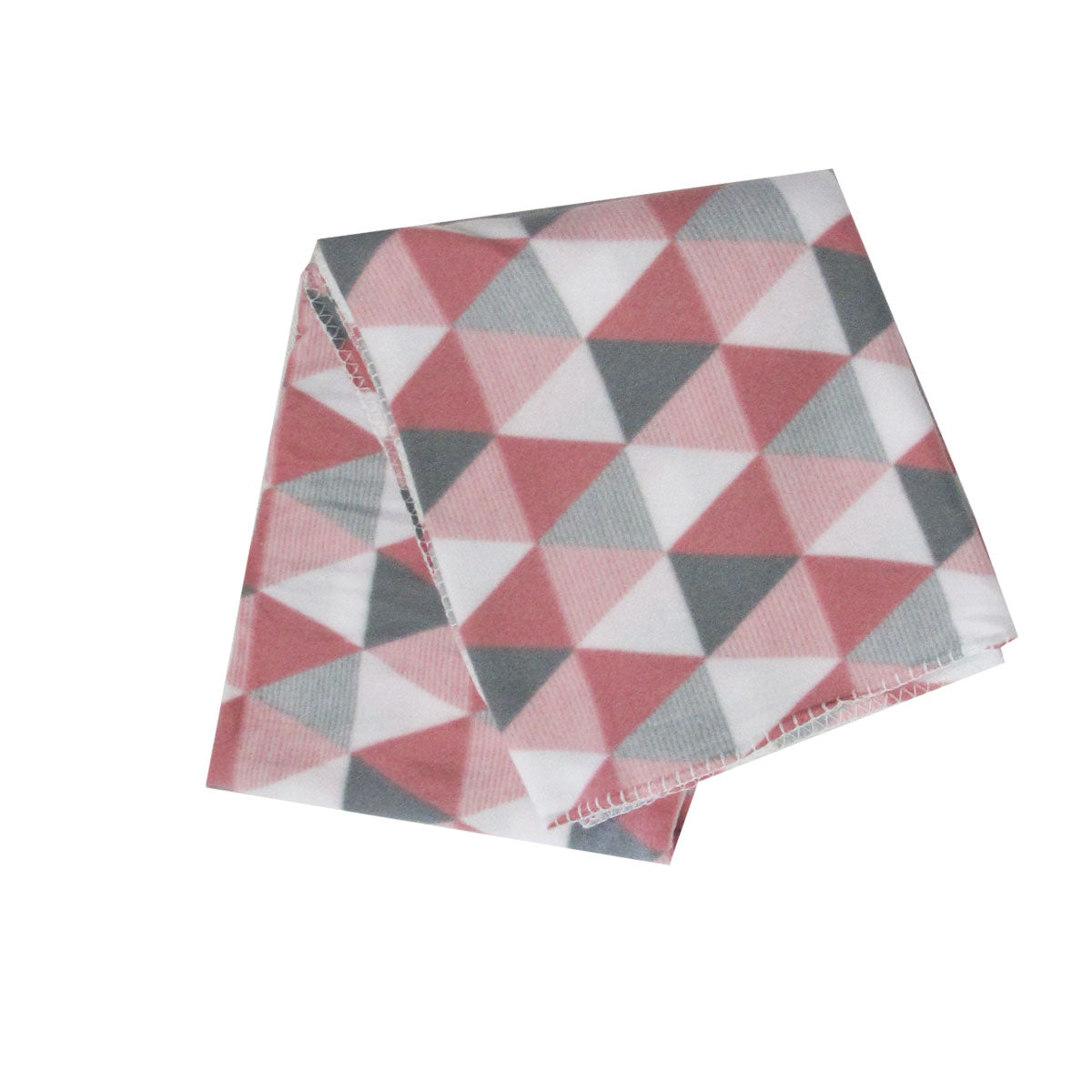 Premium Polar Fleece Throw Rug with Triangle Geometric Print - Dusty Rose, 120 x 150cm