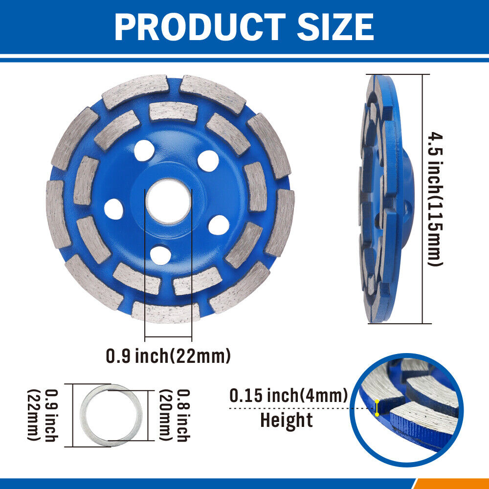 4.5inch Diamond Segment Grinding Concrete Cup Wheel Disc Granite Stone 115mm - SuperSaverAU - view 2