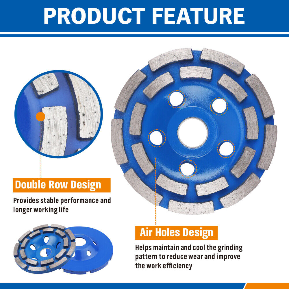 4.5inch Diamond Segment Grinding Concrete Cup Wheel Disc Granite Stone 115mm - SuperSaverAU - view 3