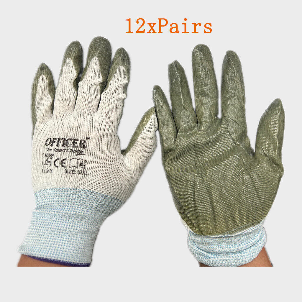 12Pairs Cotton Gloves Work Safety Glove Thick Heavy Seamless Heavy Duty Warehouse - SuperSaverAU - view 1