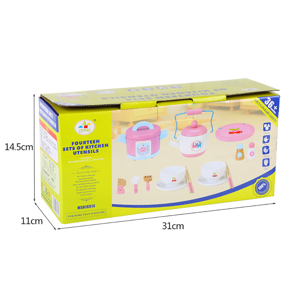 Kids Wooden Kitchen Tea Set Pretend Play - SuperSaverAU - view 4