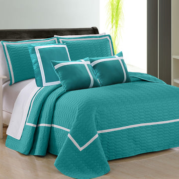 V517-ECS6-Q-TE Queen 6-Piece Teal Microfibre Comforter Set, Machine Washable - SuperSaverAU - view 1