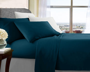Ultra Soft Microfibre Sheet Set Double Sailor Blue - 100% Microfibre - SuperSaverAU - view 1