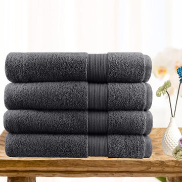 Ultra-light Cotton Bath Towel Set, 4-Piece, 100% Combed Cotton, Charcoal, 68x135cm - SuperSaverAU - view 1