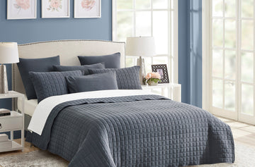 Vintage Stone Wash Comforter Set Queen Charcoal - 7 Piece, Machine Washable - SuperSaverAU - view 1