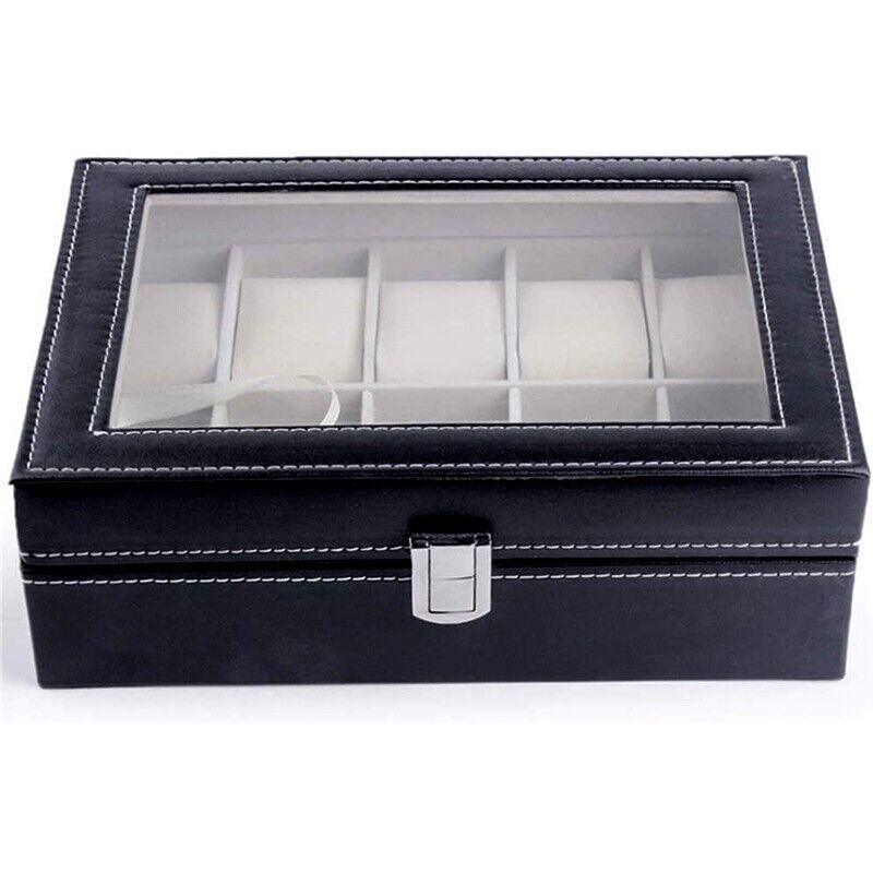 Leather Watch Organizer Case with 10 Grids for Display - SuperSaverAU - view 4