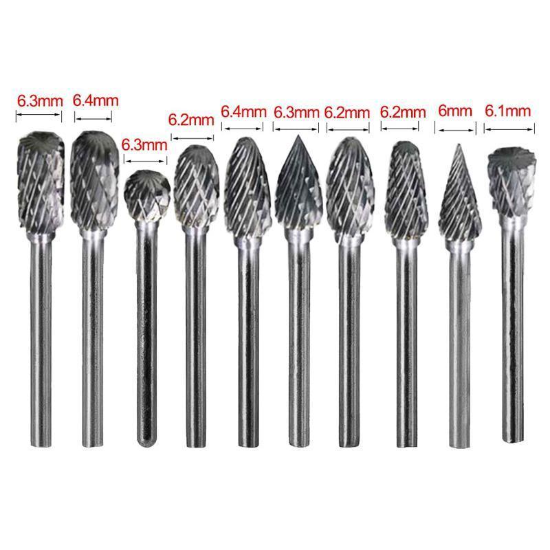 Premium Tungsten Carbide Rotary Burr Set with Blue Storage Box - 10 Pack