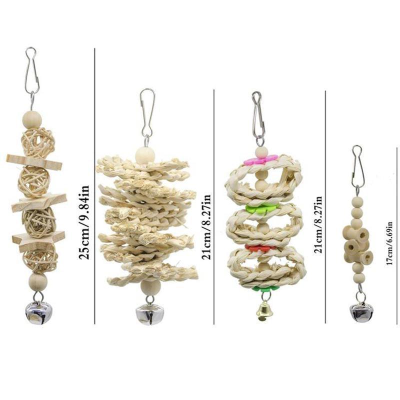 17PCS Parrot Toy Set - Natural Wood, Chewing, Swing, and Bell Toys for Birds - SuperSaverAU - view 3