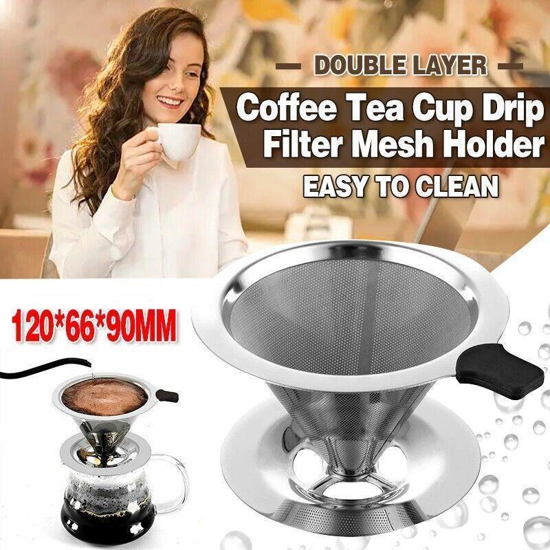 Premium Reusable Stainless Steel Coffee Tea Drip Filter Funnel