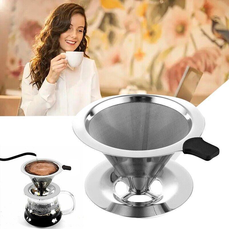 Premium Reusable Stainless Steel Coffee Tea Drip Filter Funnel