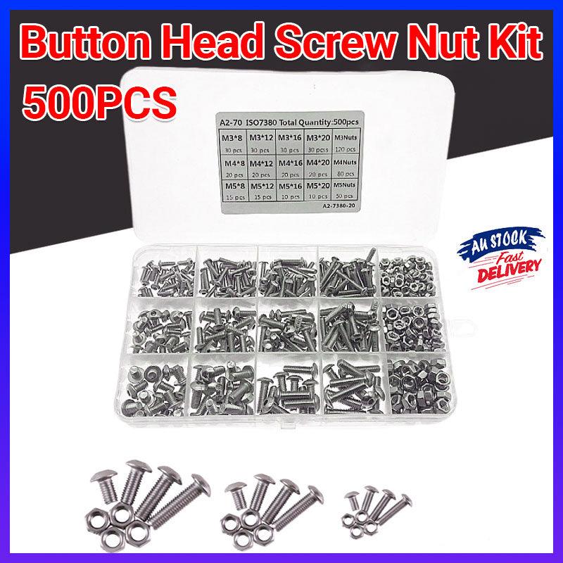 Premium M3/M4/M5 Stainless Steel Screws & Nuts Kit – 500 Pieces
