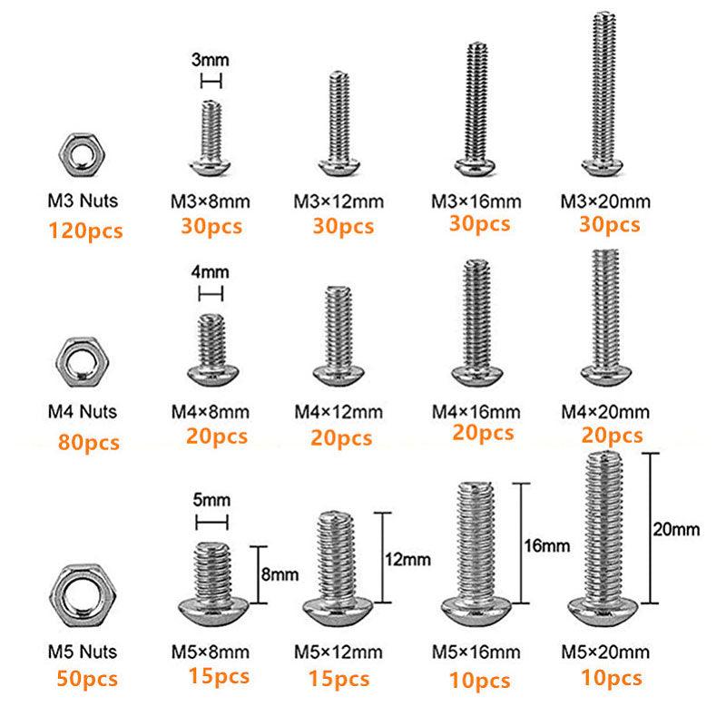 Premium M3/M4/M5 Stainless Steel Screws & Nuts Kit – 500 Pieces