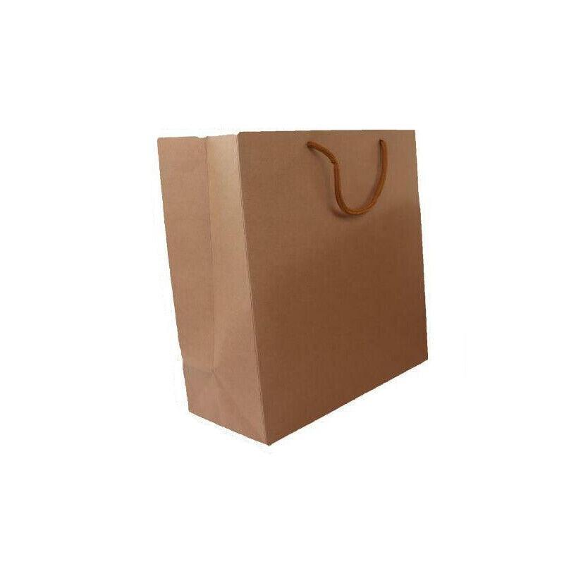 50X Kraft Paper Bags Gift Shopping Carry Craft Brown Bag With Handles - 50PCS 22*15*6CM - SuperSaverAU - view 8
