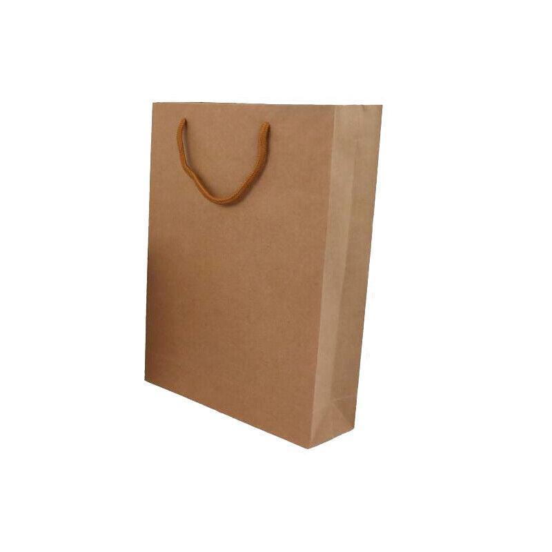 50X Kraft Paper Bags Gift Shopping Carry Craft Brown Bag With Handles - 50PCS 25*20*9CM - SuperSaverAU - view 8