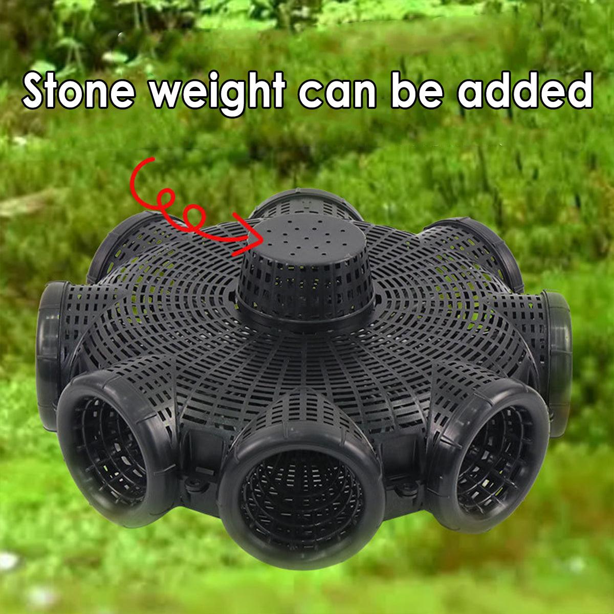 Premium Eight-Hole Fishing Cage Trap - Black