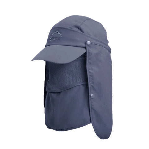 Premium Dark Grey Unisex Wide Brim Face and Neck Flap Outdoor Hat