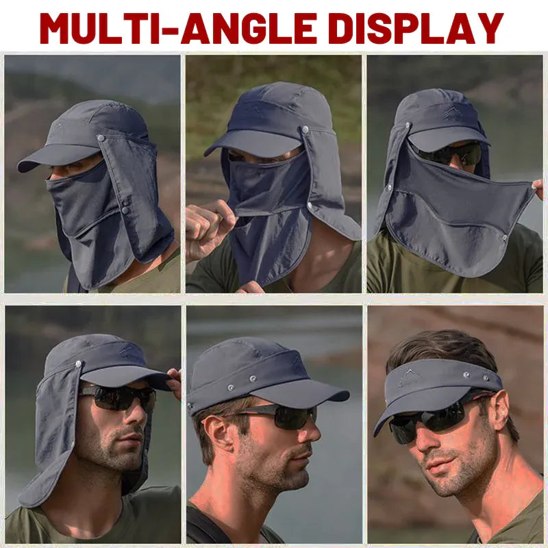 Premium Dark Grey Unisex Wide Brim Face and Neck Flap Outdoor Hat