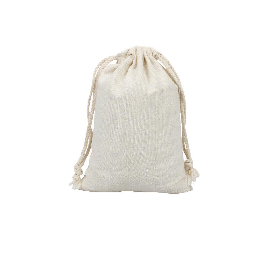 10X Canvas Drawstring Bags Linen Calico Tote Gift Storage Pouches - 25x35cm - SuperSaverAU - view 2