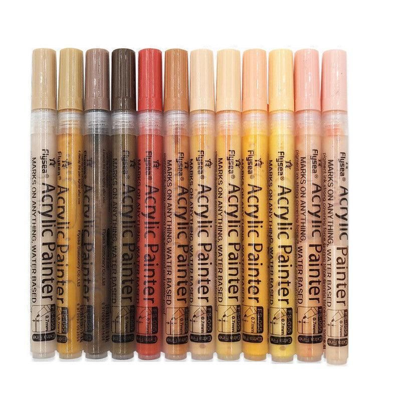 12 Colours Acrylic Paint Pens Markers Skin Tone - SuperSaverAU - view 2