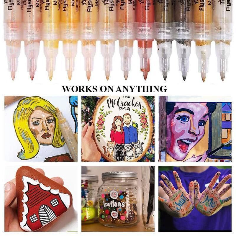 12 Colours Acrylic Paint Pens Markers Skin Tone - SuperSaverAU - view 7