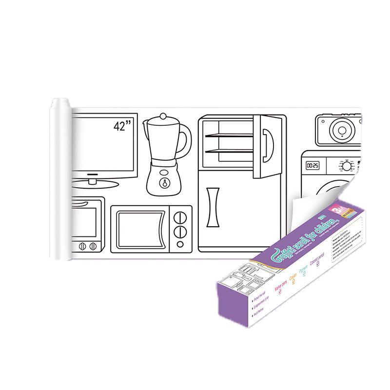 Premium DIY Colouring Paper Roll – Lovely Princess 3m with 12 Colour Pencils