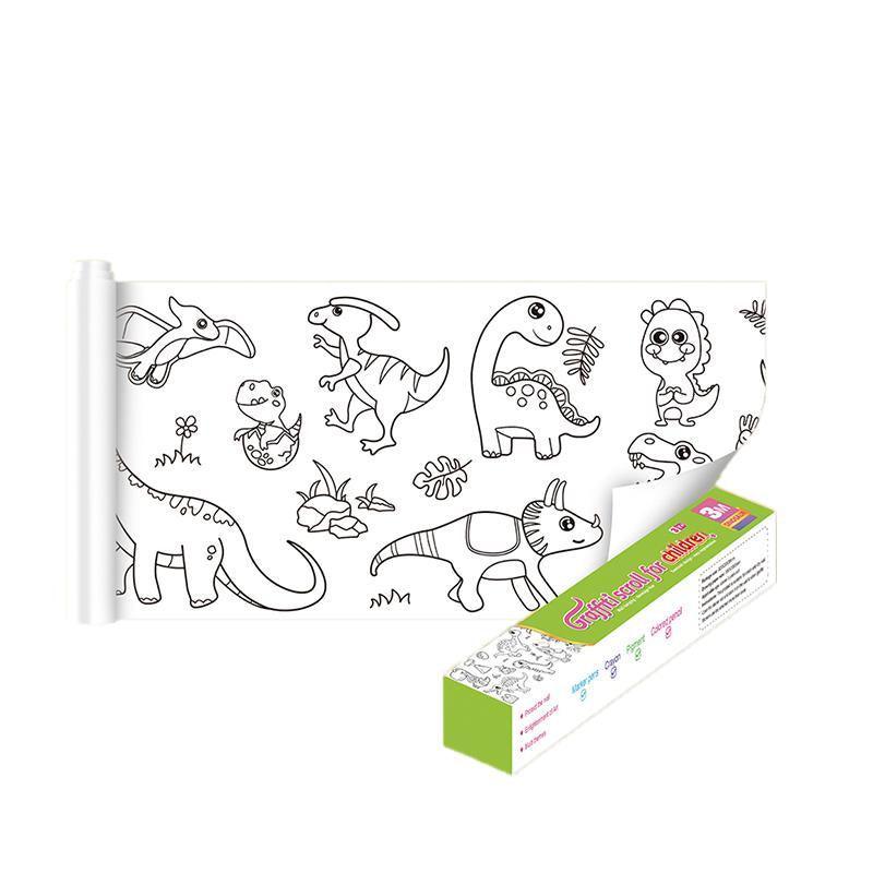 Premium DIY Colouring Paper Roll – Animal World 3m with 12 Colour Pencils