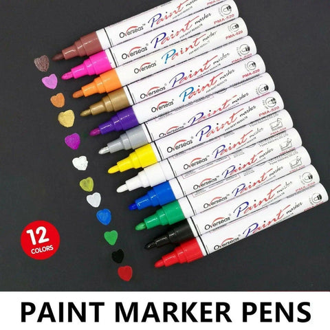 Premium Permanent Paint Marker Pens – 12 Colour Set