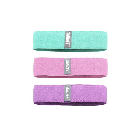 Aolikes 3 Pack Non-Slip Fabric Resistance Booty Bands with Carry Bag - Green/Pink/Purple