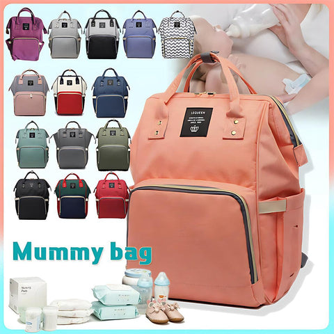 Luxury Multifunctional Diaper Nappy Backpack Maternity Mummy Changing Bag - Tangerine Pink - SuperSaverAU - view 1