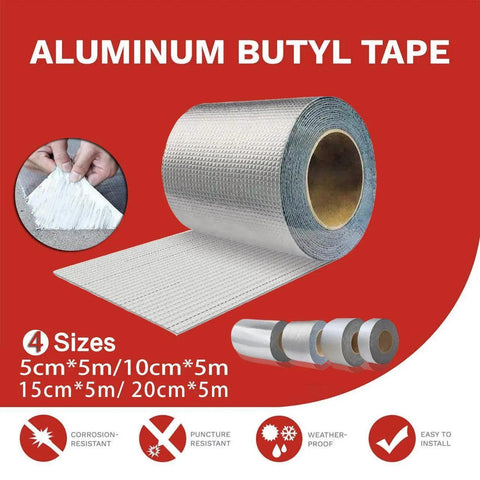Premium Butyl Rubber Aluminium Foil Waterproof Tape - 20cm x 5m