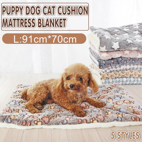 L Size Navy Soft Warm Dog Cat Cushion Mattress Blanket Bed - Foldable & Washable - SuperSaverAU - view 1