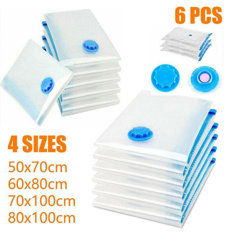 Vacuum Storage Bags 6PCS - 80x100CM, Airtight & Waterproof Space Saver - SuperSaverAU - view 1