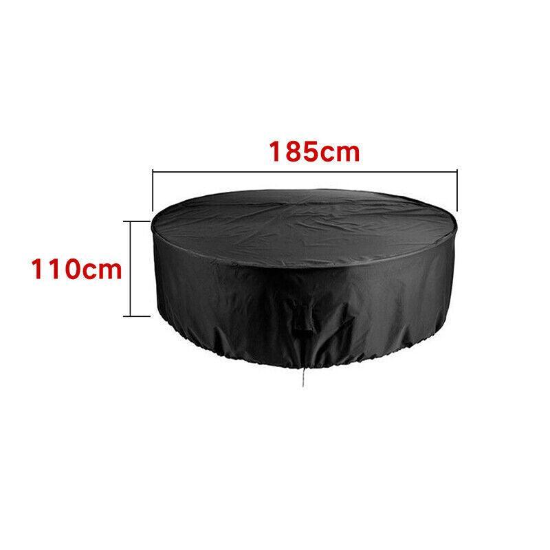 Premium 185x110cm Round Waterproof Outdoor Furniture Cover Black Garden Table Protector