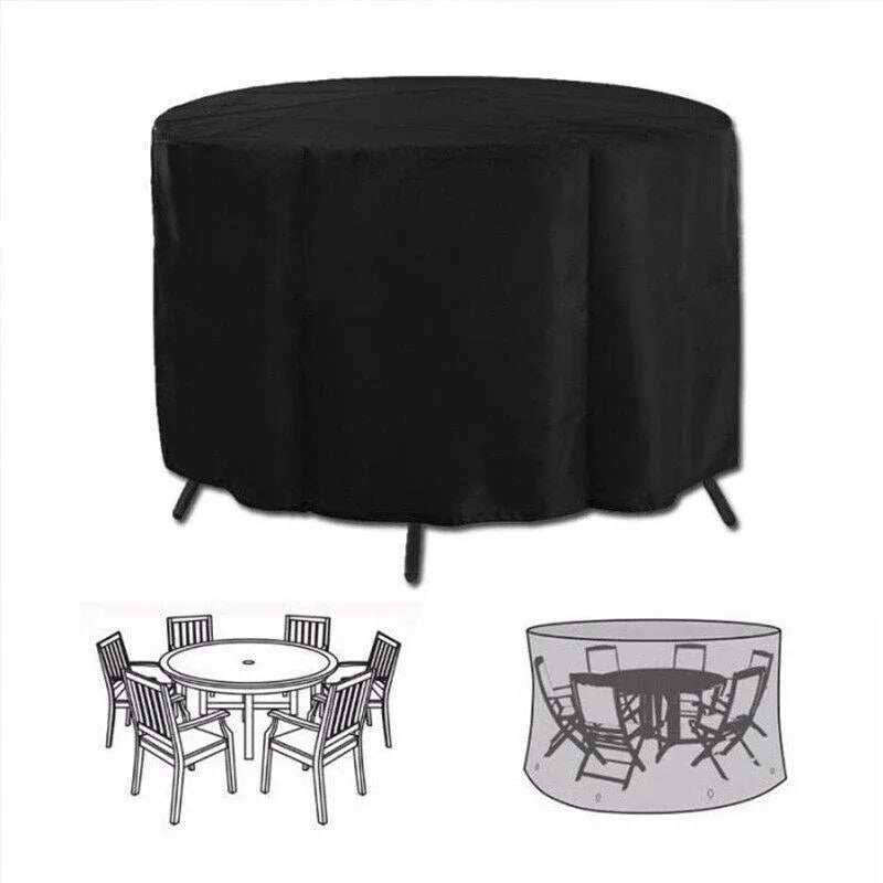 Premium 230x110cm Round Waterproof Outdoor Furniture Cover Black Garden Table Protector