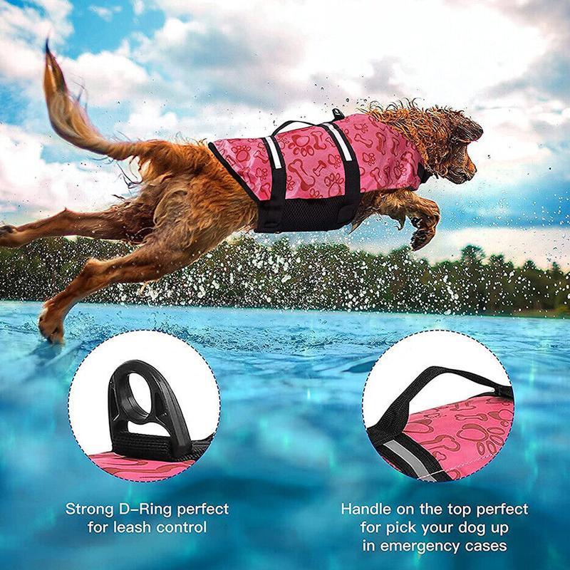 Premium Red Dog Life Vest with Rescue Handle & Reflective Strips - XS