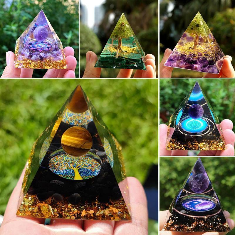 Premium Orgonite Pyramid Decor – Black Blue 60 x 60mm