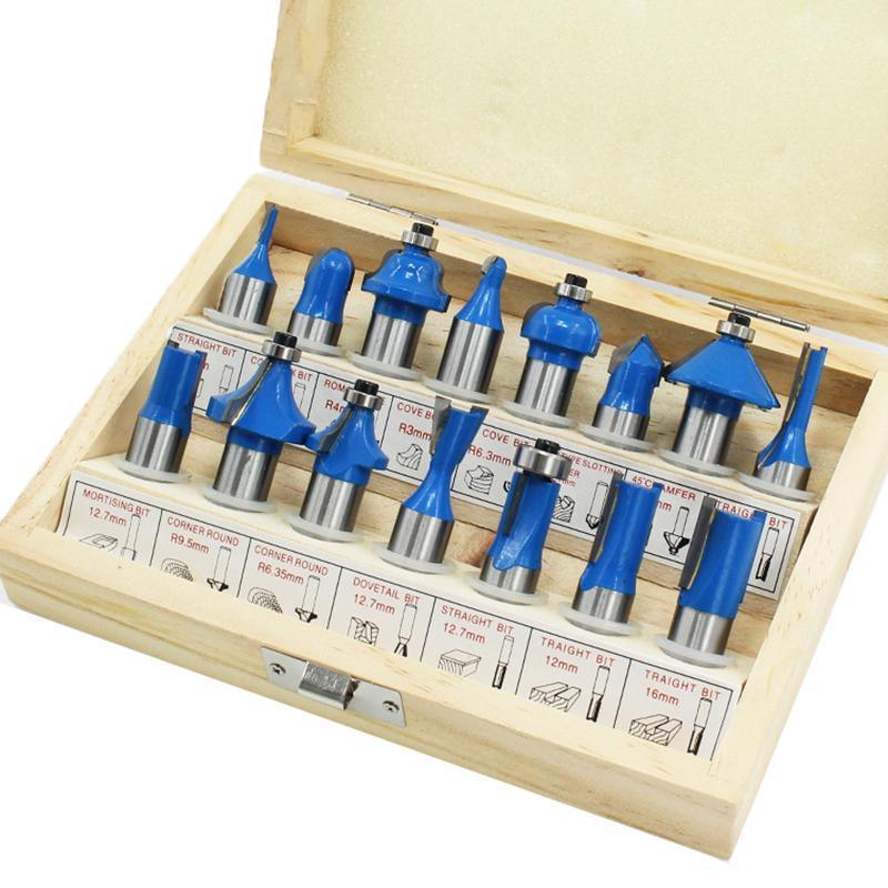 Blue Router Bits Set - 15X 1/2 & 1/4 inch Tungsten Carbide for Woodworking - SuperSaverAU - view 7