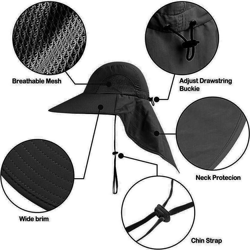 Premium Navy Unisex Neck Flap Outdoor Fishing Hat