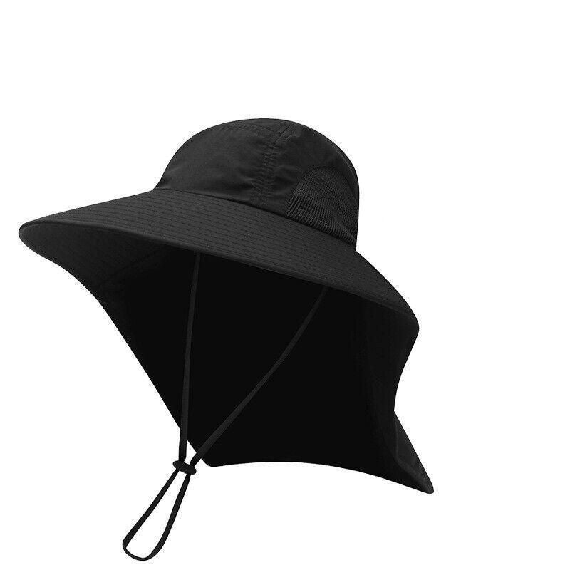 Premium Black Unisex Neck Flap Outdoor Fishing Hat
