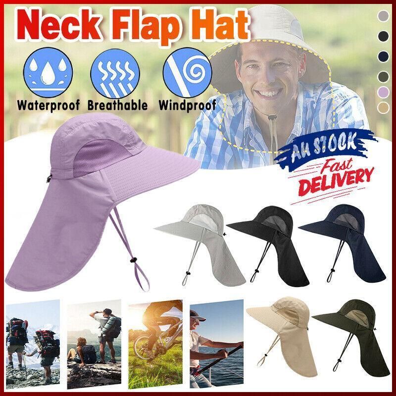 Premium Black Unisex Neck Flap Outdoor Fishing Hat
