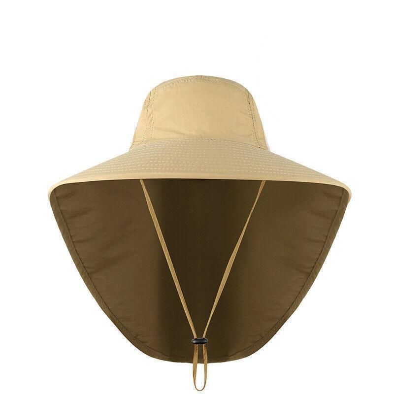 Premium Khaki Unisex Neck Flap Outdoor Fishing Hat